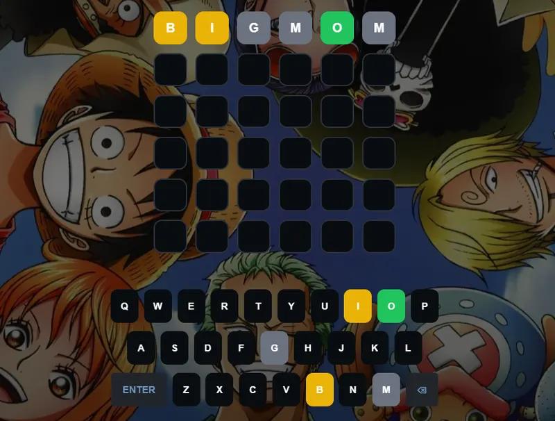 One Piece Wordle - guess the hidden anime character name with color-coded hints